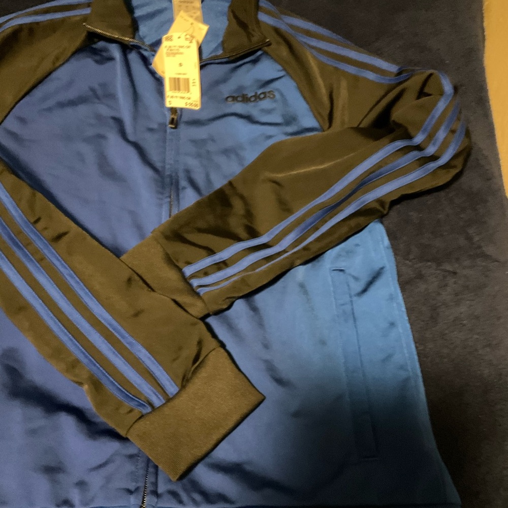 Adidas Black and Blue Zip-Up Jacket